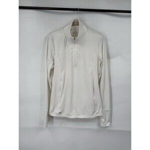 Adidas Half Zip Pullover Women Medium White Athletic Athleisure Running Yoga